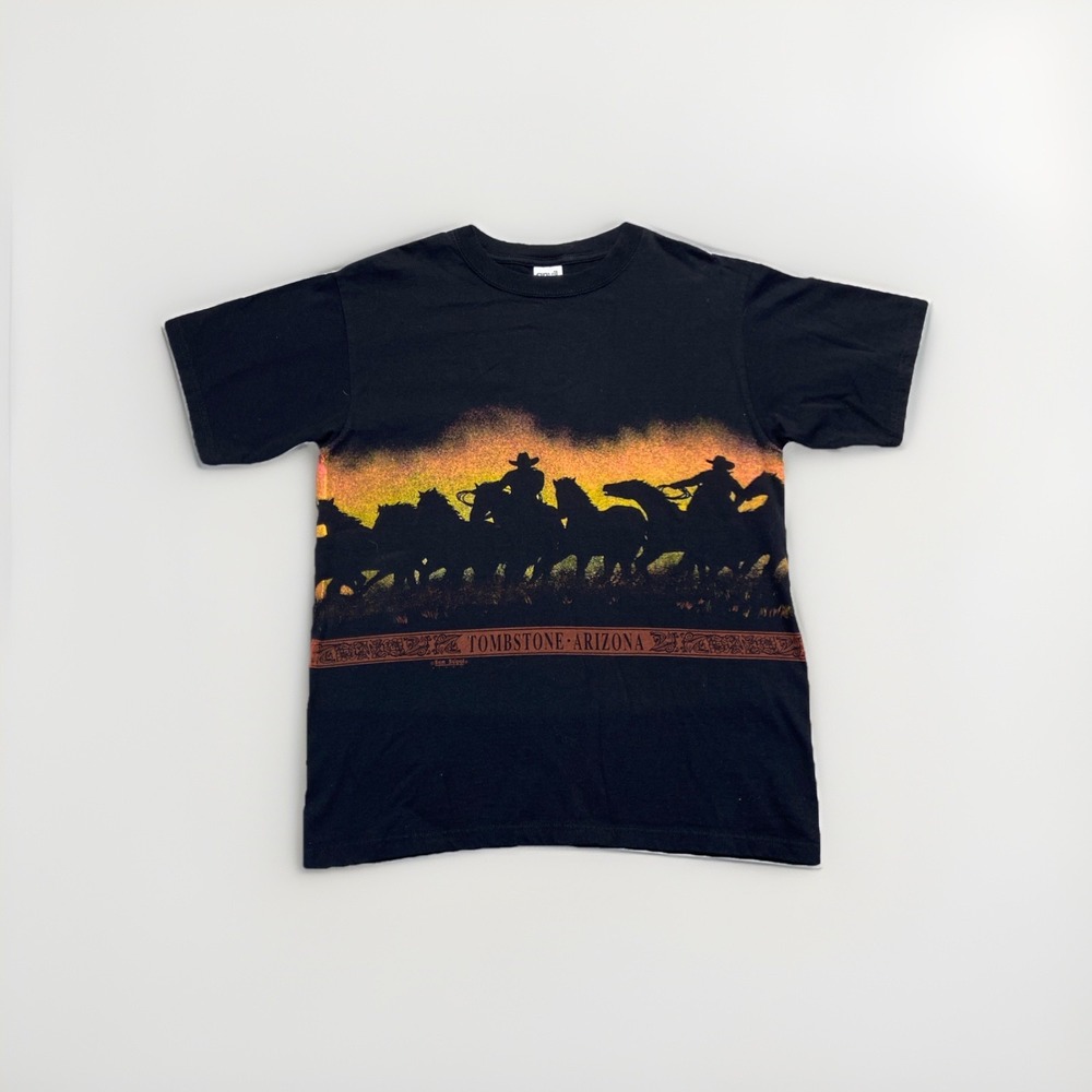 Vintage Tombstone Shirt Mens M Black Cotton Cowboy Western Americana San Segal